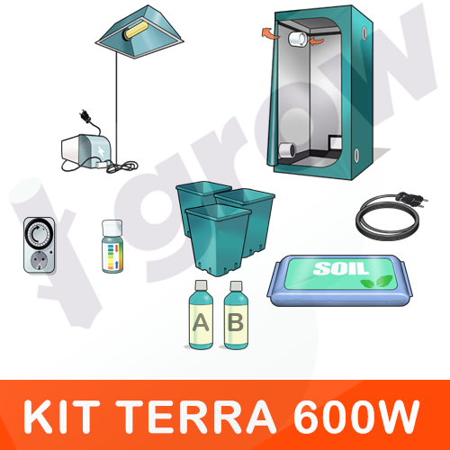 KIT INDOOR TERRA 600W (12 VASI)