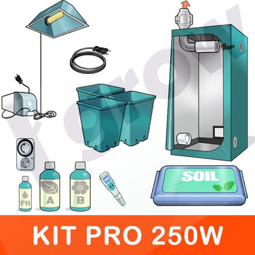 KIT INDOOR TERRA 250W PRO (4 VASI)